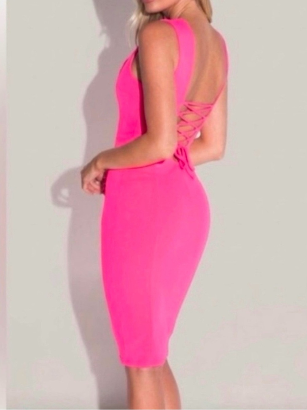 TA3 Squarey Pencil Dress Pink